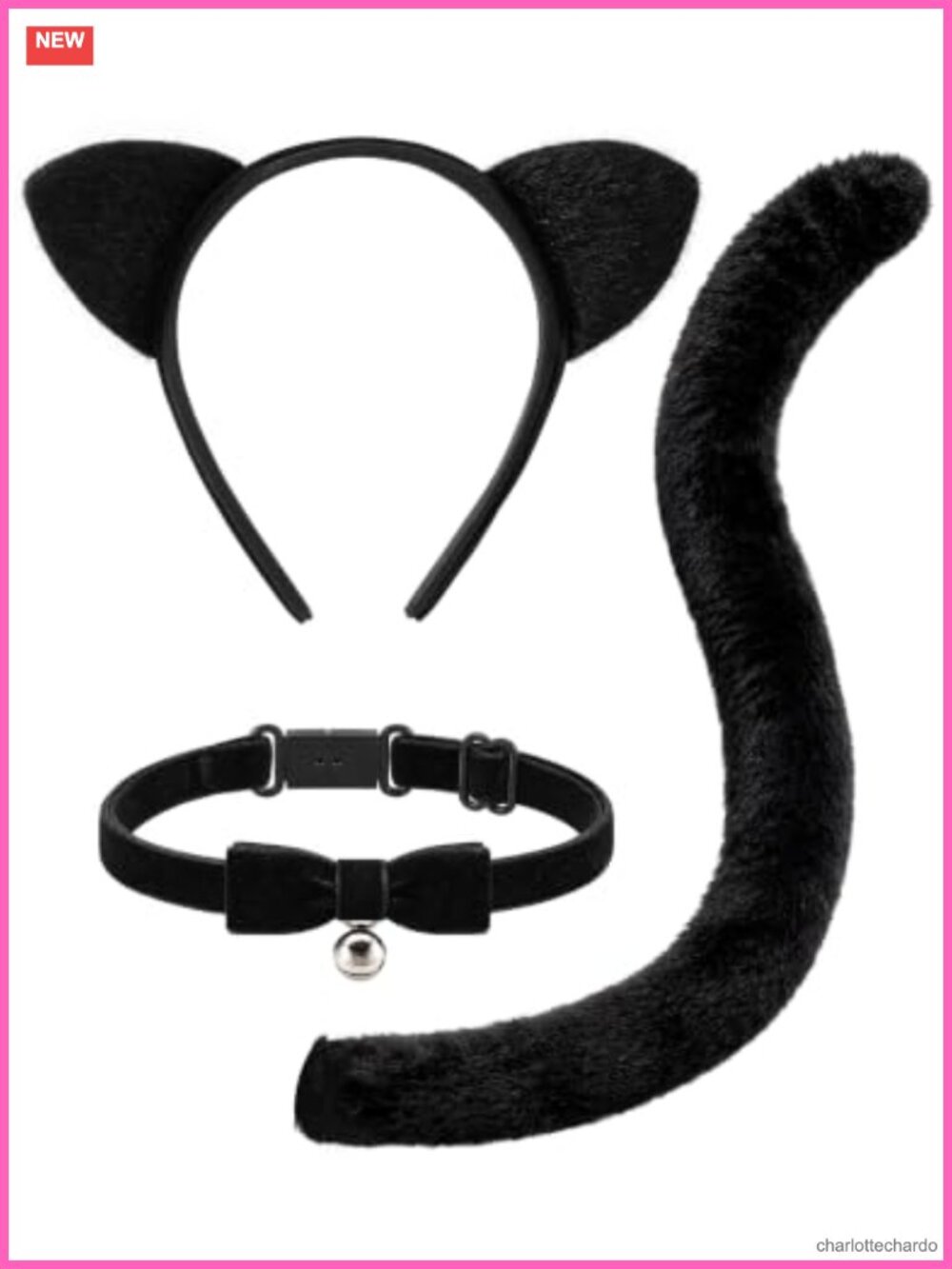 Cat Costume Accessory Set Ears Headband Bow Tie Tail Halloween Cosplay